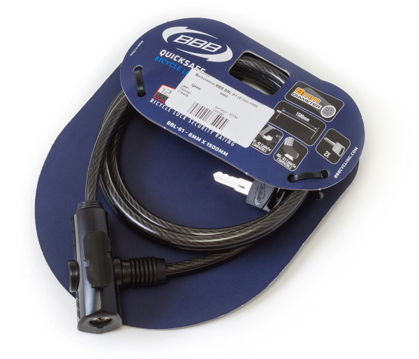 Замок для велосипеда тросовый с ключом BBB BBL-61 (8 mm-1500 mm) - 2