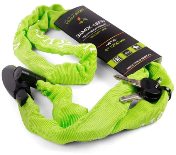 Замок для велосипеда цепной с ключом Vinca Sport VS 747 (4 x1200 mm) - 2