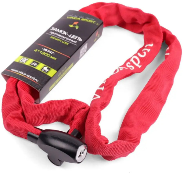 Замок для велосипеда цепной с ключом Vinca Sport VS 747 (4 x1200 mm) - 4