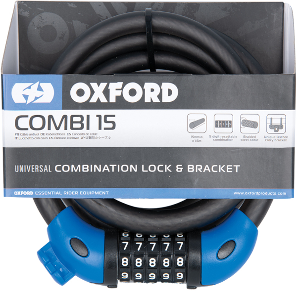 Велозамок тросовый кодовый Oxford Combi 15 (15mmх1500mm) - 5