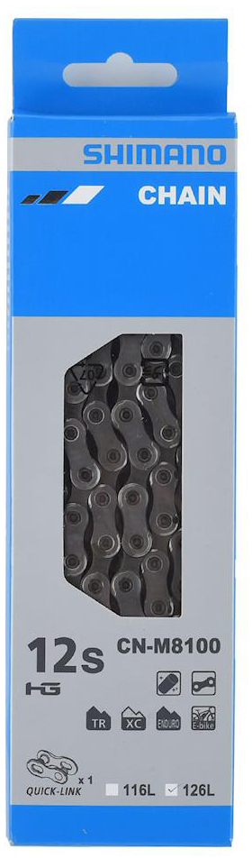 Цепь Shimano XT, M8100, 12 скоростей, 126 звеньев, с замком - 2